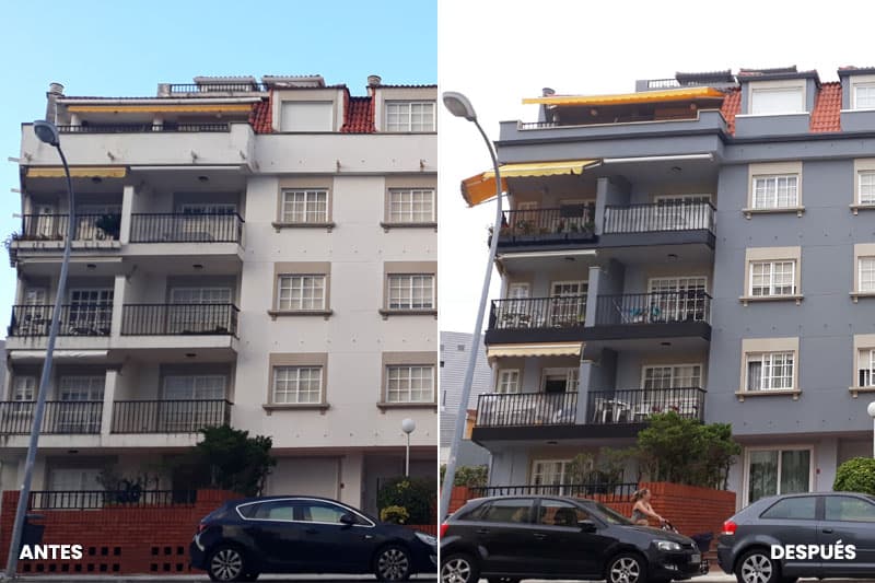 Fotos del antes y después en fachadas pintadas