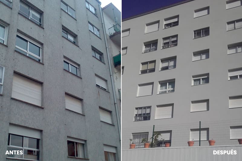 Fotos del antes y después en fachadas S.A.T.E.