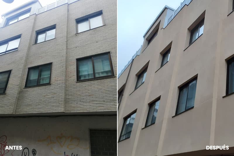 Fotos del antes y después en fachadas S.A.T.E.