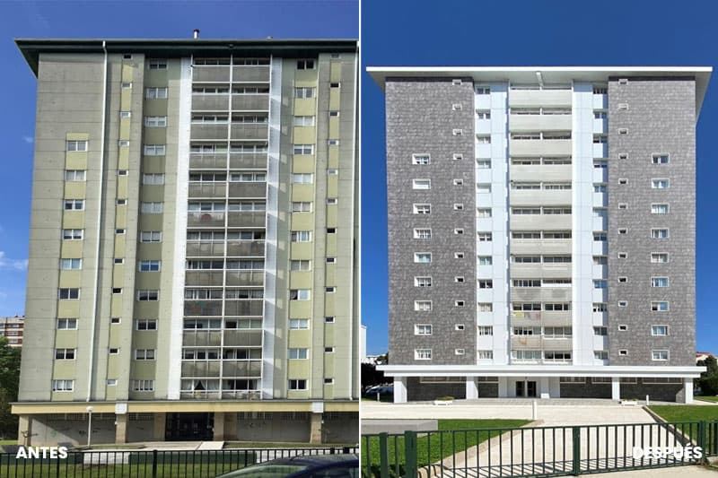 Fotos del antes y después en fachadas transventiladas