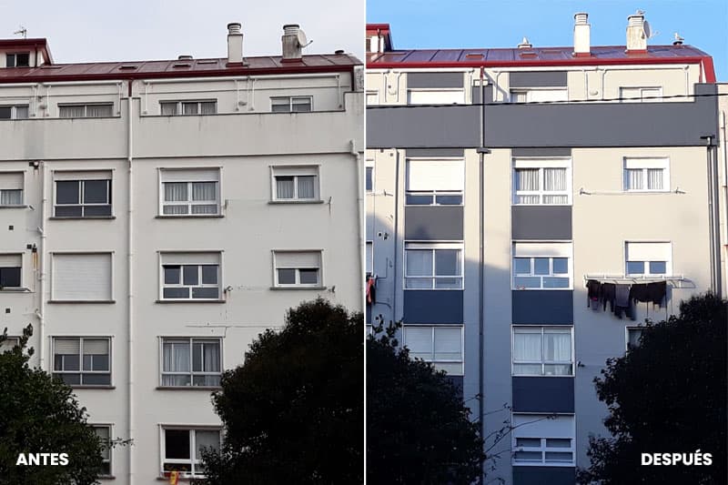 Fotos del antes y después en fachadas traseras y medianeras