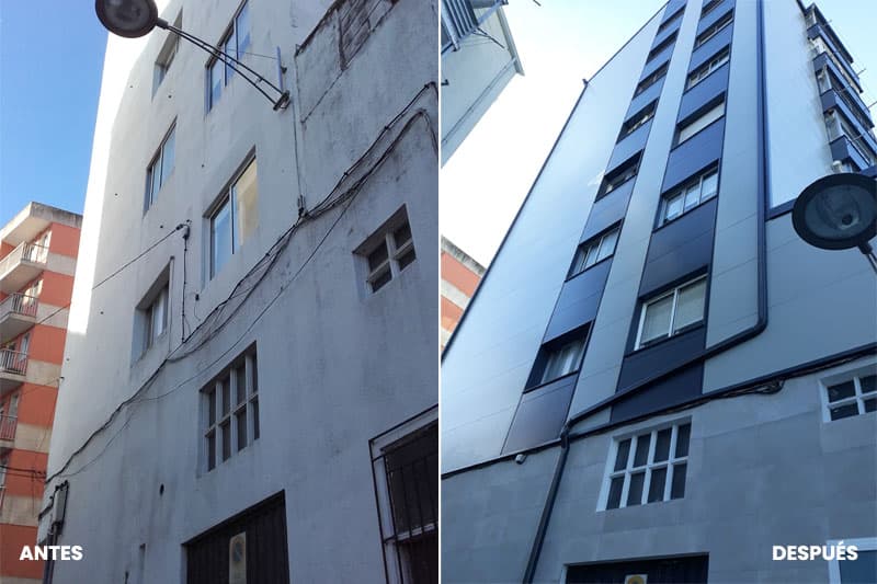 Fotos del antes y después en fachadas traseras y medianeras