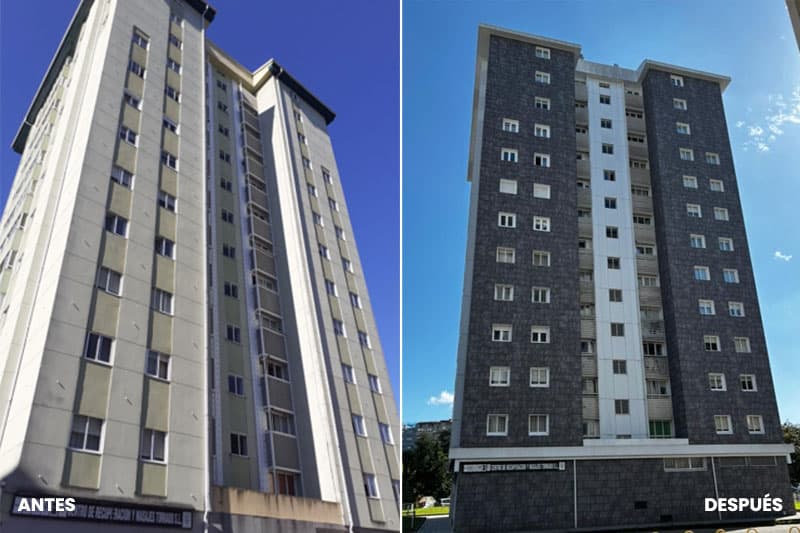 Fotos del antes y después en fachadas traseras y medianeras